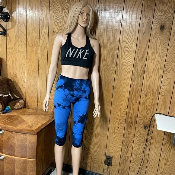 Lululemon" In the Flow Crop leggings black and blue-Size (6) - Picture 5 of 16